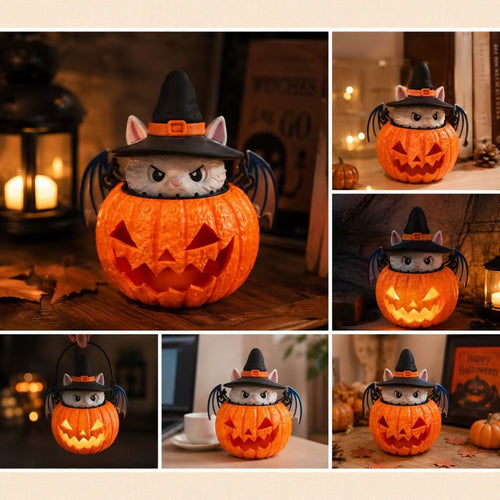 Cat Pumpkin Desk Lamp | Premium Halloween LED Decor